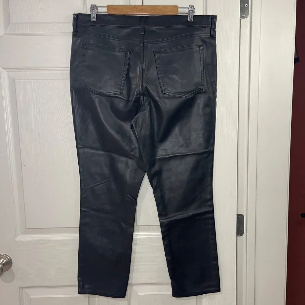 Universal Thread Mid-Rise 80s Slim Jeans Faux Leather Back Women's Size 16 Black